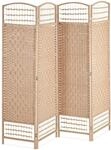 Relaxdays Paravent Holz Natur 4-teilig 180 cm x 180 cm x 2 cm