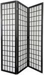 Relaxdays Paravent Bambus Holz Stoff Schwarz 3-teilig Freistehend Faltbar 170 cm x
