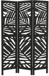 ML-Design Paravent 3-Teilig Kyoto Schwarz Raumteiler 170x121 cm aus Paulownia-Holz