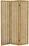 ML-Design Paravent 3-Teilig Kobe Natur Raumteiler 170x121 cm aus Paulownia-Holz