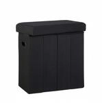 Relaxdays Sitzhocker MDF Polyester Schwarz Faltbar mit Griffen 49,5 cm x 46 cm x 25,5