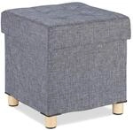 Relaxdays Sitzhocker mit Stauraum MDF Stoff Schaumstoff Holz Dunkelgrau Belastbar 40
