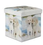 Relaxdays Sitzhocker Kunstleder Bunt Faltbar mit Stauraum 38 cm x 38 cm x 38 cm 2,9