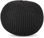Relaxdays Sitzpouf Baumwolle Polystyrol Dunkelgrau Formstabil 33 cm x 46 cm 1,2 kg