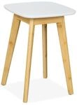 Relaxdays Esszimmerhocker Bambus MDF Natur Wei&szlig; Rutschfest 46 cm x 33 cm x 33 cm 2,4