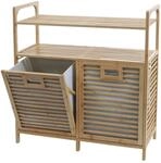 MCW Bambus Badezimmerschrank N83 2 W&auml;schek&ouml;rbe 2 Regalb&ouml;den 88x81x33cm