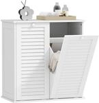 HOMCOM W&auml;scheschrank mit 2 W&auml;schek&ouml;rben MDF Wei&szlig; 70L x 38B x 73H cm
