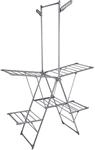 Relaxdays W&auml;schest&auml;nder Edelstahl Silber Klappbar mit Kleiderstange 201 cm x 136,5