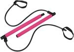 Relaxdays Pilates Stange Eisen Pink mit Widerstandsb&auml;ndern 93 cm 0,9 kg