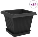 vidaXL Blument&ouml;pfe 24 Stk Schwarz 20 x 20 x 16 cm Kunststoff 3403312