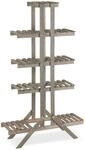 Relaxdays Blumentreppe Holz Grau Freistehend mit 5 Stufen 142 cm x 83 cm x 25 cm 4,6