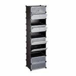 Relaxdays Schuhregal 10 Ebenen Kunststoff Metall Schwarz Stecksystem 176 cm x 49 cm x