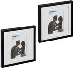 Relaxdays Bilderrahmen 2er Set Kunststoff Glas Schwarz Aufstellbar 25 cm x 25 cm