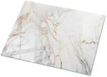 Tulup Tischplatte Edler Marmor mit Adern Tischplatte aus Glas 80x60 cm Wei&szlig;