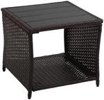 Relaxdays Balkontisch Polyrattan WPC Stahl Braun Wetterfest 40 x 45 x 45 cm