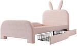 okwish Flaches Bett 90&times;200 Eisenbett mit Zwei Schubladen ohne Matratze