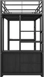 okwish Metall Hochbett 90x200cm mit USB Steckdose und Regalen Schwarz ohne Matratze