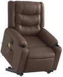 vidaXL Massagesessel mit Aufstehhilfe Elektrisch Braun Kunstleder 3206565