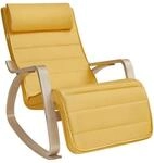 Songmics Schaukelstuhl mit Armlehnen Birkenholz 67 x 121,5 x 84 cm Gelb-Natur