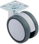 SOTECH M&ouml;belrolle HAMM &Oslash;63 mm H&ouml;he 74,5 mm Wei&szlig; Grau Ohne Bremse Anschraubplatte