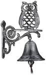 Relaxdays T&uuml;rglocke Gusseisen Silber mit Eule 26,5 cm x 19 cm x 11 cm 1,2 kg