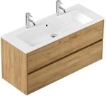 Posseik Badm&ouml;bel Limes und Doppel-Waschtisch 2 Ausz&uuml;ge 120 cm Eiche Gold