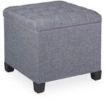 Relaxdays Aufbewahrungshocker Polyester Grau Gepolstert Rutschfest 42 cm x 45 cm x 45