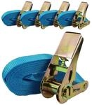 TRUTZHOLM 5x Profi Ratschen Spanngurt 1 Teilig 4m 0,8t 800kg T&Uuml;V GS Blau