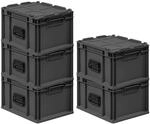 PROREGAL Supersparset 5x Eurobox Nextgen Portable HxBxT 23,5x30x40cm 20 Liter Schwarz