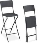 Relaxdays Barhocker 2er Set Kunststoff Stahl Grau Klappbar 115 cm x 44 cm x 63 cm
