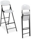 Relaxdays Barhocker 2er Set Kunststoff Stahl Wei&szlig; Klappbar 118 cm x 44,5 cm x 82 cm