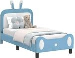 vidaXL Kinderbettgestell mit Kopfteil Blau 80 x 160 cm PU 42011088