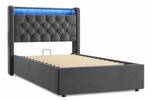 okwish Polsterbett mit LED-Beleuchtung Jugendbett 90x200cm Dunkelgrau