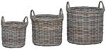 vidaXL Pflanzkorb-Set mit Stauraum 3 St&uuml;ck Kubu Grau Kubu-Rattan 42020955