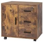 Relaxdays Rollcontainer Holzwerkstoff Vintagebraun Abschlie&szlig;bar mit Rollen 57 cm x