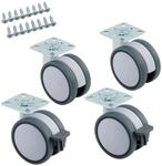 SOTECH 4er Set M&ouml;belrolle HAMM &Oslash;63 mm H&ouml;he 74,5 mm Wei&szlig; Grau 2x Ohne und 2x...
