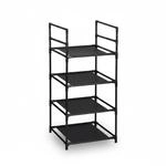 Relaxdays Schuhregal Stahl Vlies PP Schwarz Grau Schmal 4 Ebenen 72 cm x 33 cm x 33