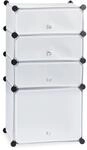 Relaxdays Schuhregal Kunststoff Transparent Mit 4 F&auml;chern 91 cm x 49 cm x 36,5 cm