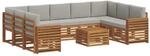 vidaXL Sofagarnituren 10 Tlg Natur und Hellgrau Massivholz Akazie 3375526