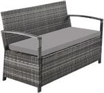 Tectake Rattan Gartenbank Vecchia 2 Sitzer Wetterfest Gro&szlig;z&uuml;giger Stauraum 56 x