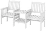 Costway Gartenbank mit Tisch Tannenholz 2-Sitzer mit Schirmloch Wei&szlig;