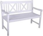 DELUKE Gartenbank NICE 2-Sitzer 120cm Breit Eukalyptus Wei&szlig; Terrassenbank Wetterfest