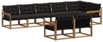 vidaXL Outdoor-Sofagarnitur mit Kissen 8-Tlg Natur und Schwarz 3369571