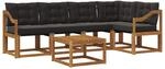 vidaXL Outdoor-Sofagarnitur mit Kissen 6-Tlg Natur und Schwarz 3368699