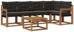 vidaXL Outdoor-Sofagarnitur mit Kissen 6-Tlg Natur und Schwarz 3368683