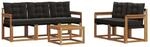 vidaXL Outdoor-Sofagarnitur mit Kissen 6-Tlg Natur und Schwarz 3368395