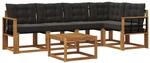 vidaXL Outdoor-Sofagarnitur mit Kissen 6-Tlg Natur und Schwarz 3368695