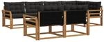 vidaXL Outdoor-Sofagarnitur mit Kissen 7-Tlg Natur und Schwarz 3369555