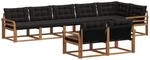 vidaXL Outdoor-Sofagarnitur mit Kissen 8-Tlg Natur und Schwarz 3369579
