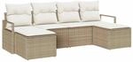 vidaXL Garten-Sofa-Set 6-Tlg Beige Poly Rattan 3346491
